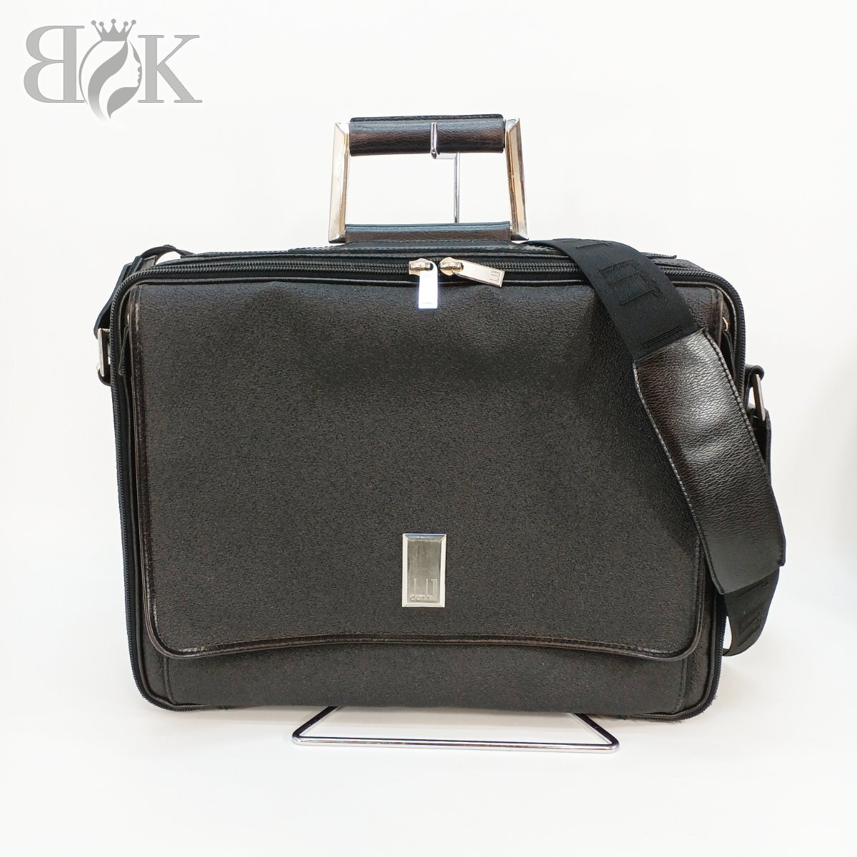 ダンヒル レザー 2WAY ビジネスバッグ ショルダー ダブルファスナー 2室 メンズ 鞄 Dunhil 中古 ★拍卖