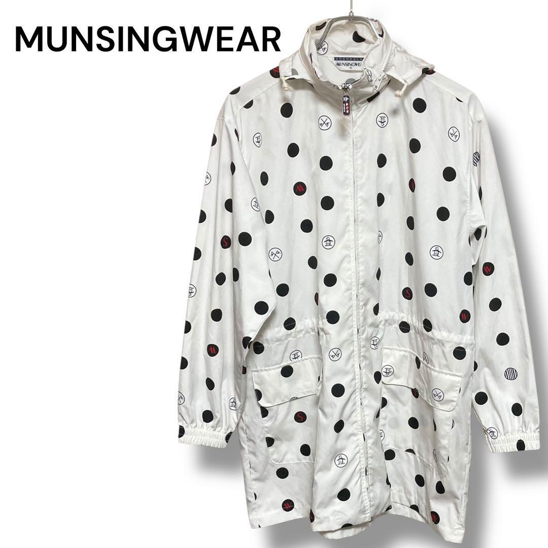 MUNSINGWEAR マンシングウェア ドット柄 フード付き ナイロンジャケット M メンズ デサント拍卖