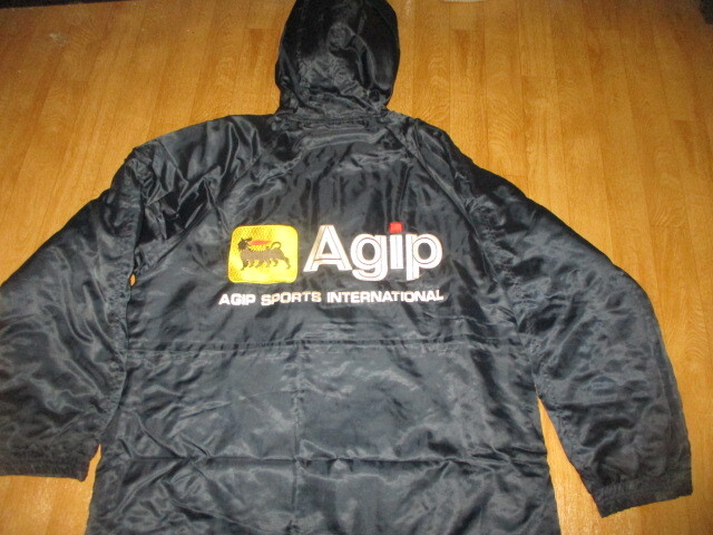 訳アリ・Agip アジップ・全刺繍ロゴビンテージ ベンチコート・ジャケット 美中古 サイズL(LL相当) サッカー・スーパーGT・フェラーリ拍卖