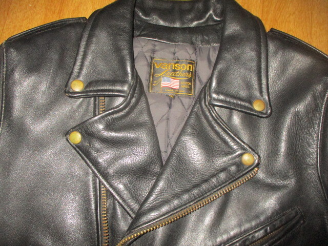 訳アリ・バンソン C-2C2 ビンテージ 全タロンジップ Wダブル ライダースレザージャケット 美中古 サイズ36拍卖