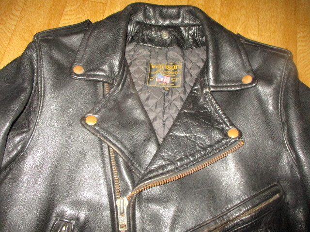 バンソン C-2C2 ビンテージ 肉厚 Wダブル ライダースレザージャケット 美中古 サイズ36拍卖