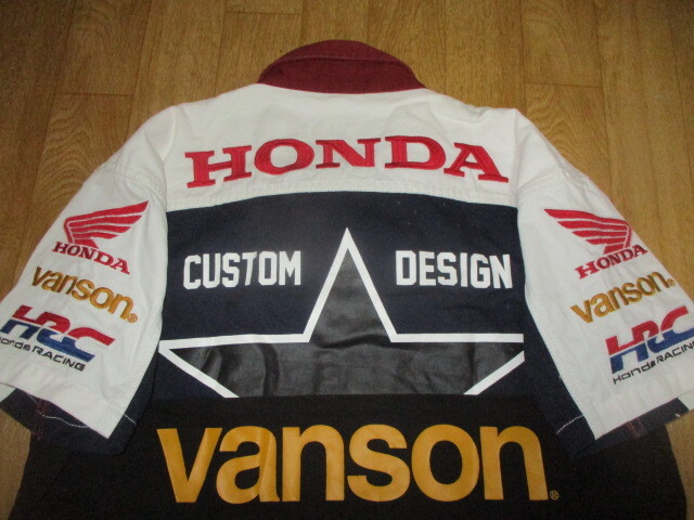 バンソン・HRC・ホンダレーシングコラボ ワンスター 刺繍ロゴ 厚手 ワークピットシャツ・ジャケット サイズM(L相当)美中古 拍卖