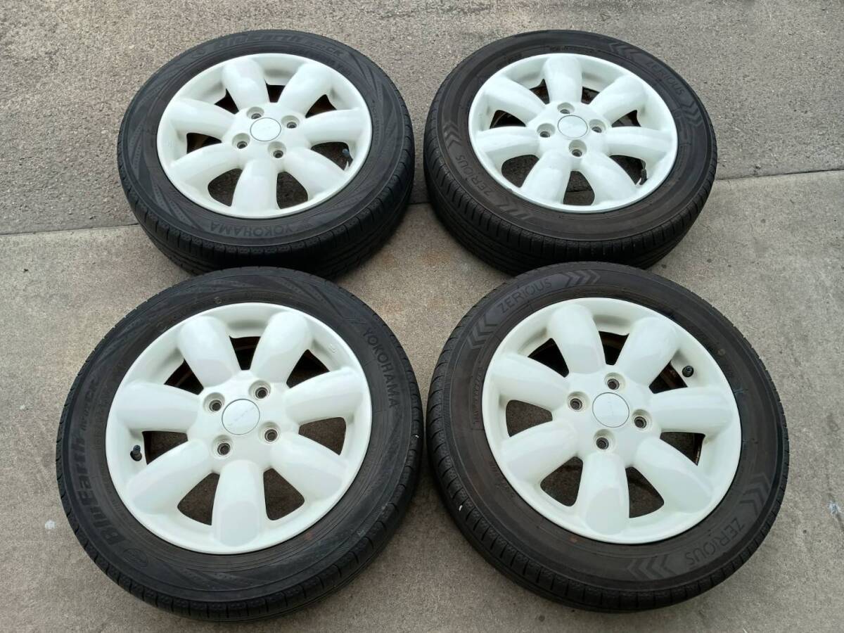 スズキ 純正 HE22S ラパン ホワイト アルミホール タイヤ 155/65/14 4本 4.5J+45 PCD100 4穴 155/65R14 HE22S ショコラ拍卖