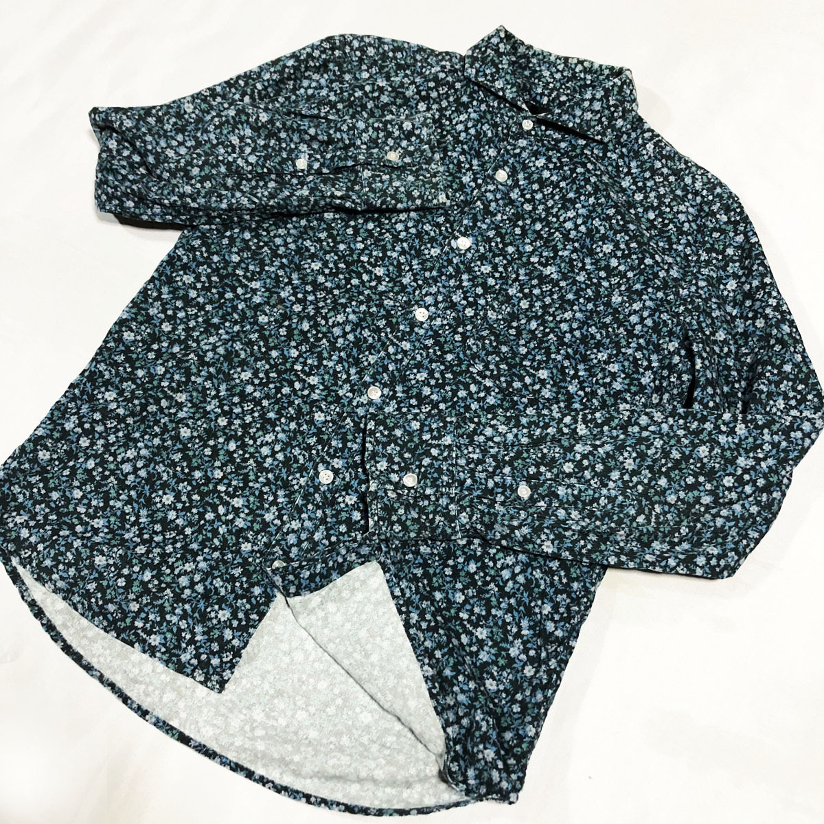 NICOLE selection ニコルセレクション ニコルクラブ ヨーロピアン カッタウェイ 花 フラワー 総柄 コーデュロイ コットンシャツ 46拍卖