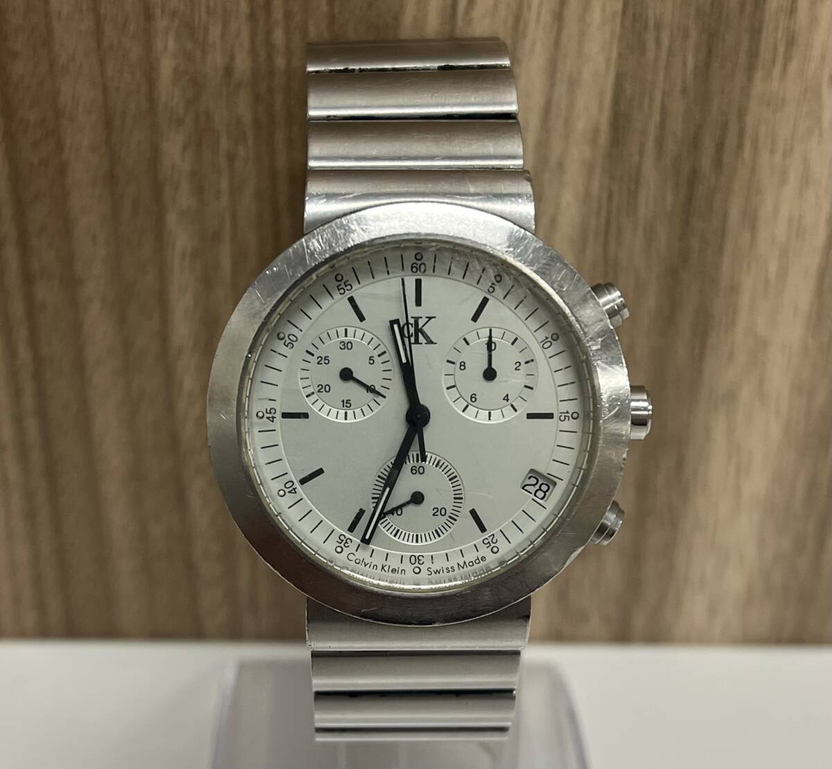 Calvin Klein カルバンクライン CK 腕時計 K2171 QZ クロノグラフ デイト ラウンド メンズ 現状品 動作チェッカー〇 電池交換必須 F2875-1拍卖