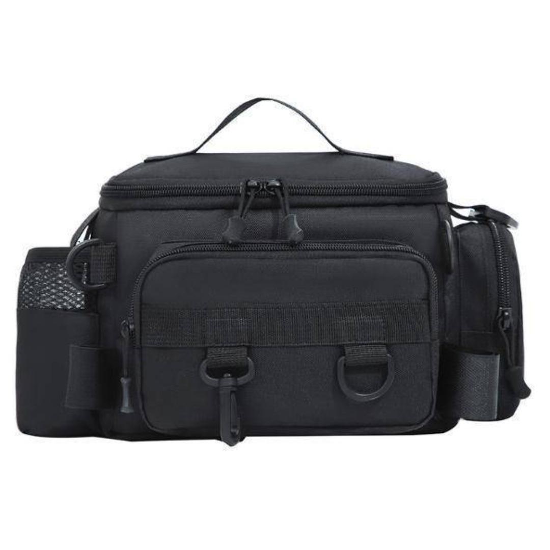 フィッシングバッグ 釣り ブラック コンパクト 大容量 ホルダー付き拍卖