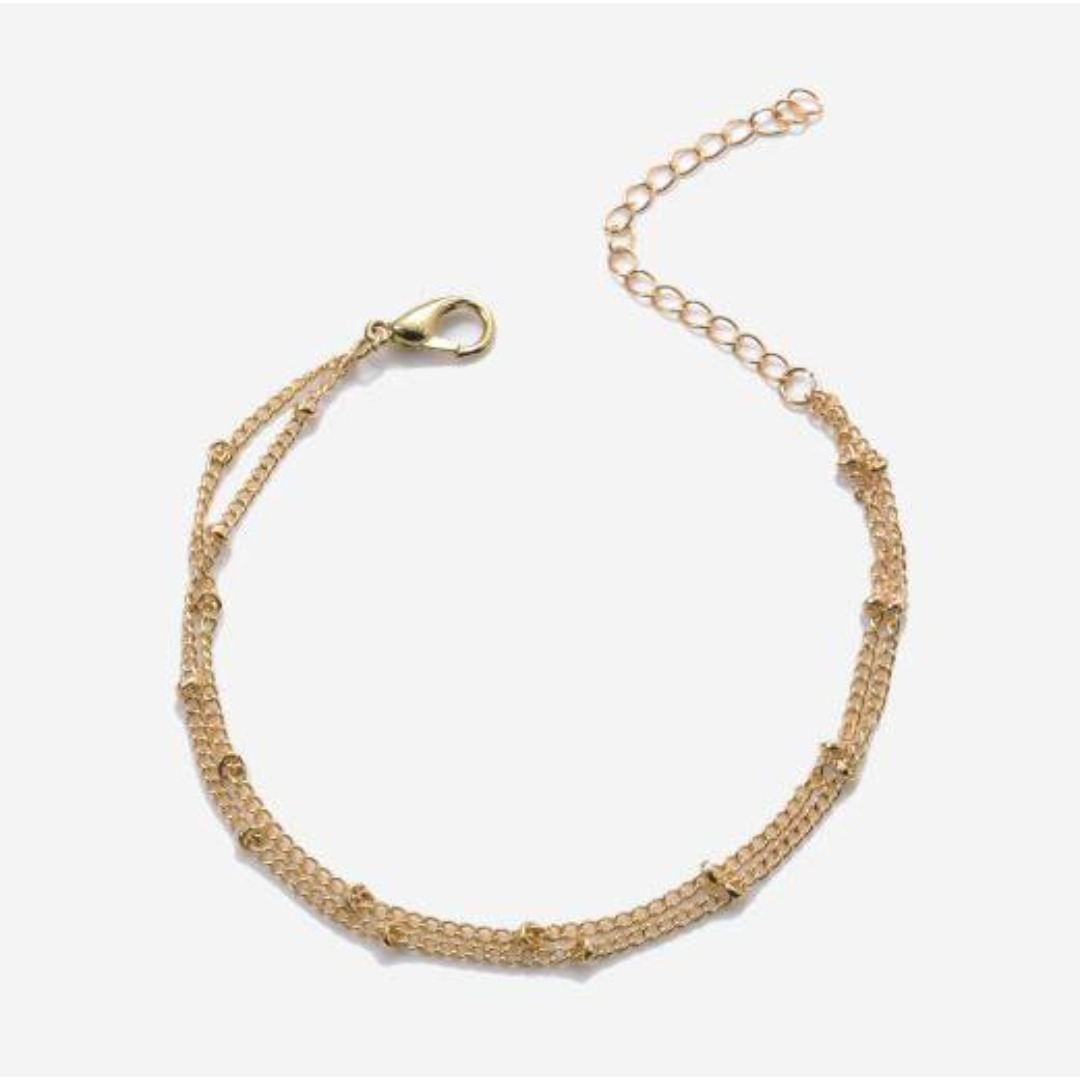 ゴールド 2連ブレスレット エピチェーン アジャスター付き拍卖
