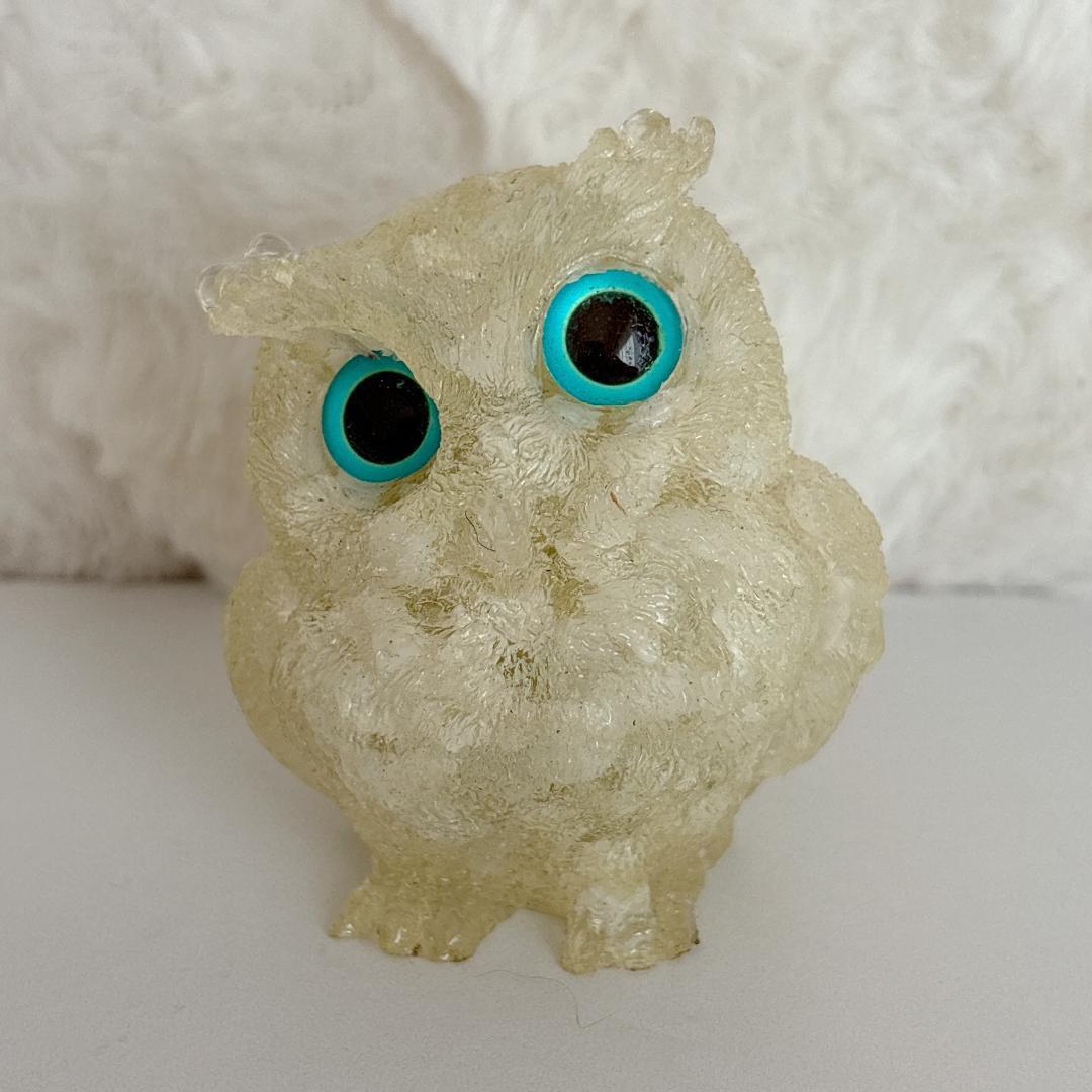 縁起物 オルゴナイト ふくろう クリーム色 天然石 開運 金運 置物拍卖