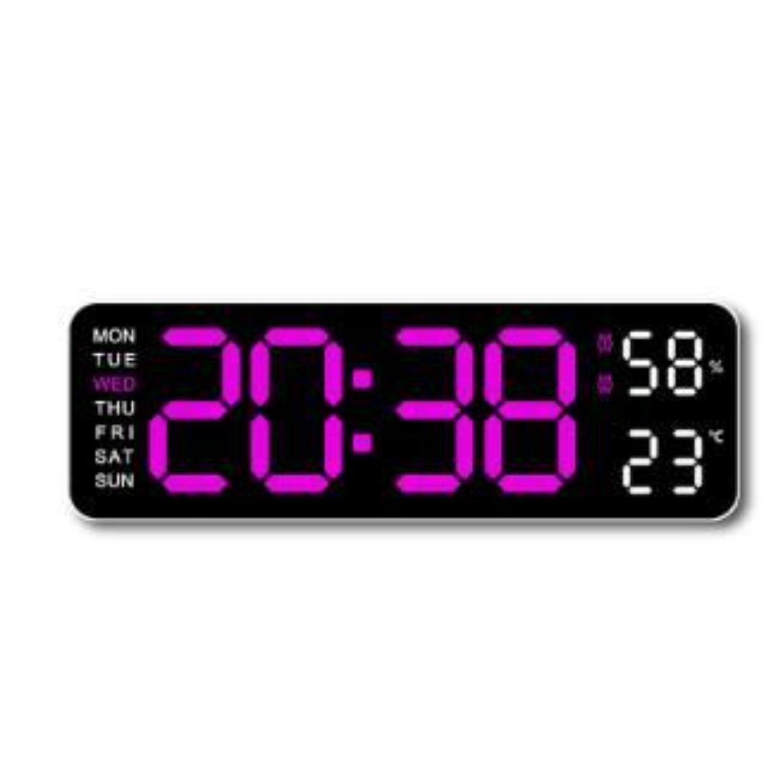 デジタル時計 パープル 多機能 LED 置き時計 掛け時計 目覚まし 日付 温度拍卖