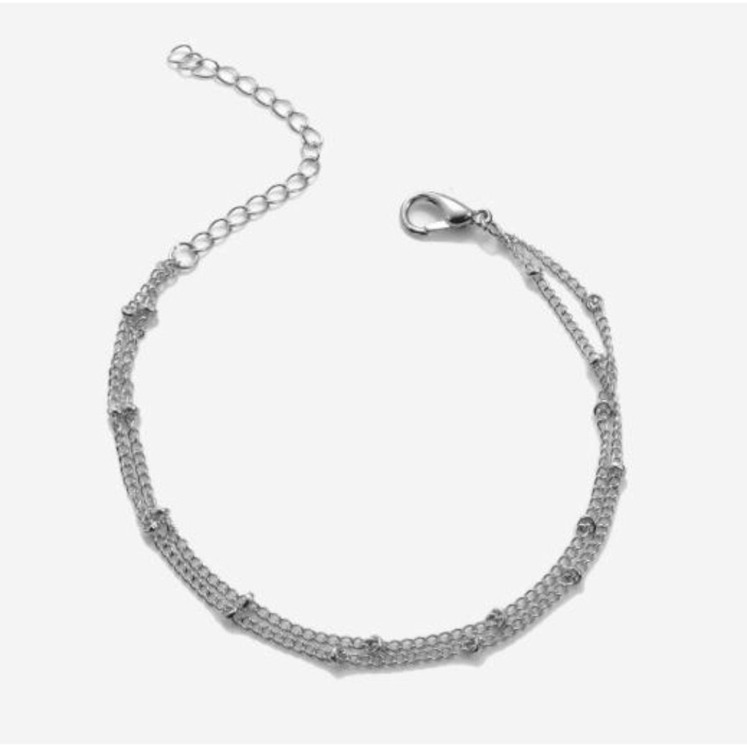 シルバー 2連ブレスレット エピチェーン アジャスター付き拍卖