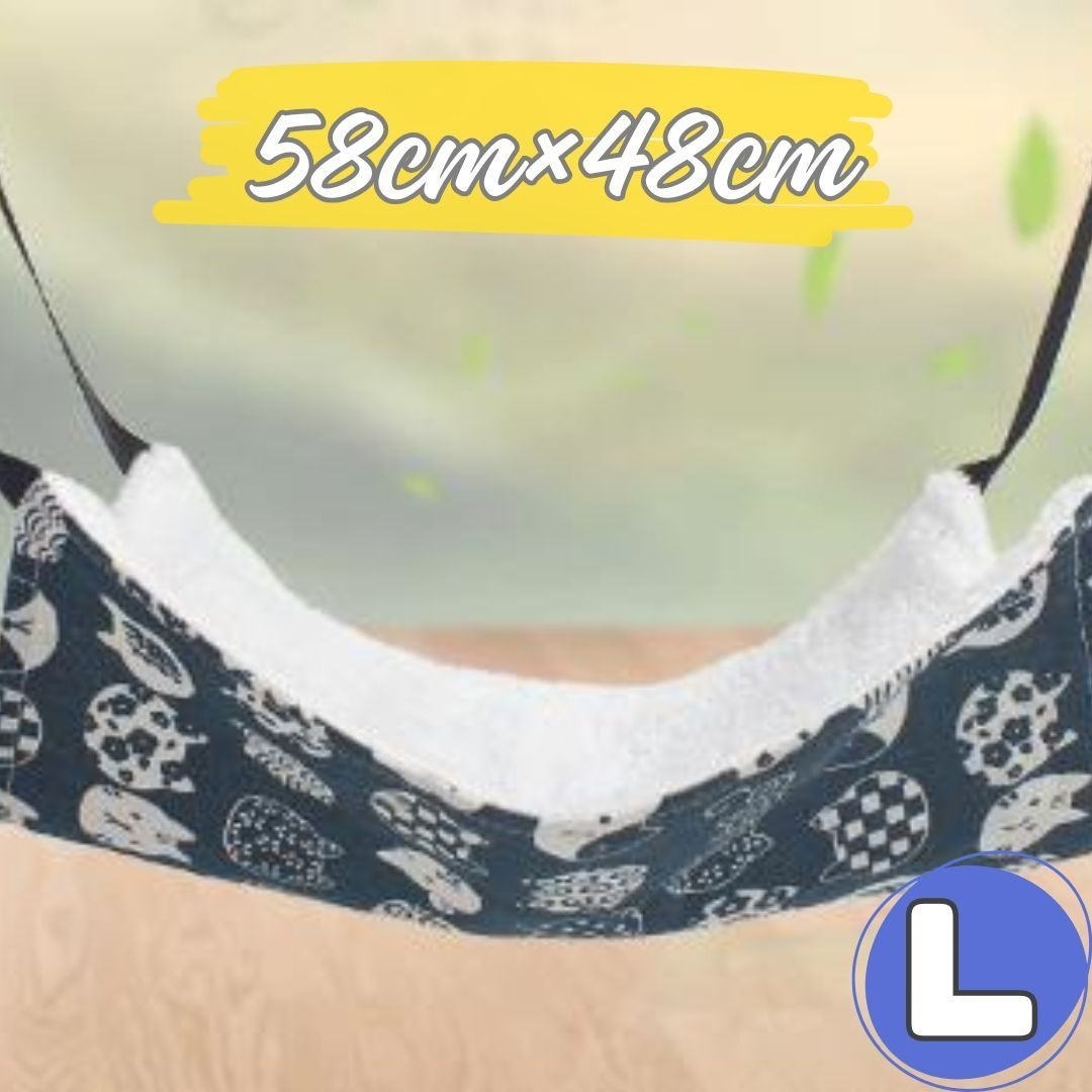 ハンモック にゃんモック L もふもふ 猫用 ブルー ねこ柄 秋冬用拍卖