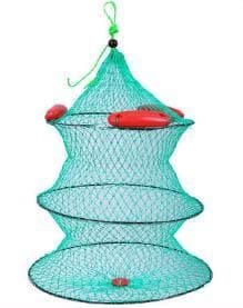 3段スカリ 三段式釣り網 ナイロン製 緑 5個セット拍卖