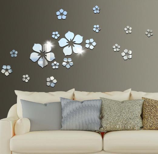 ウォールステッカー フラワー 花モチーフ 鏡面タイプ 18枚セット拍卖