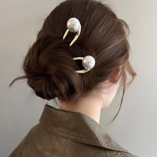 パールかんざし 2個セット ゴールド シルバー U字拍卖