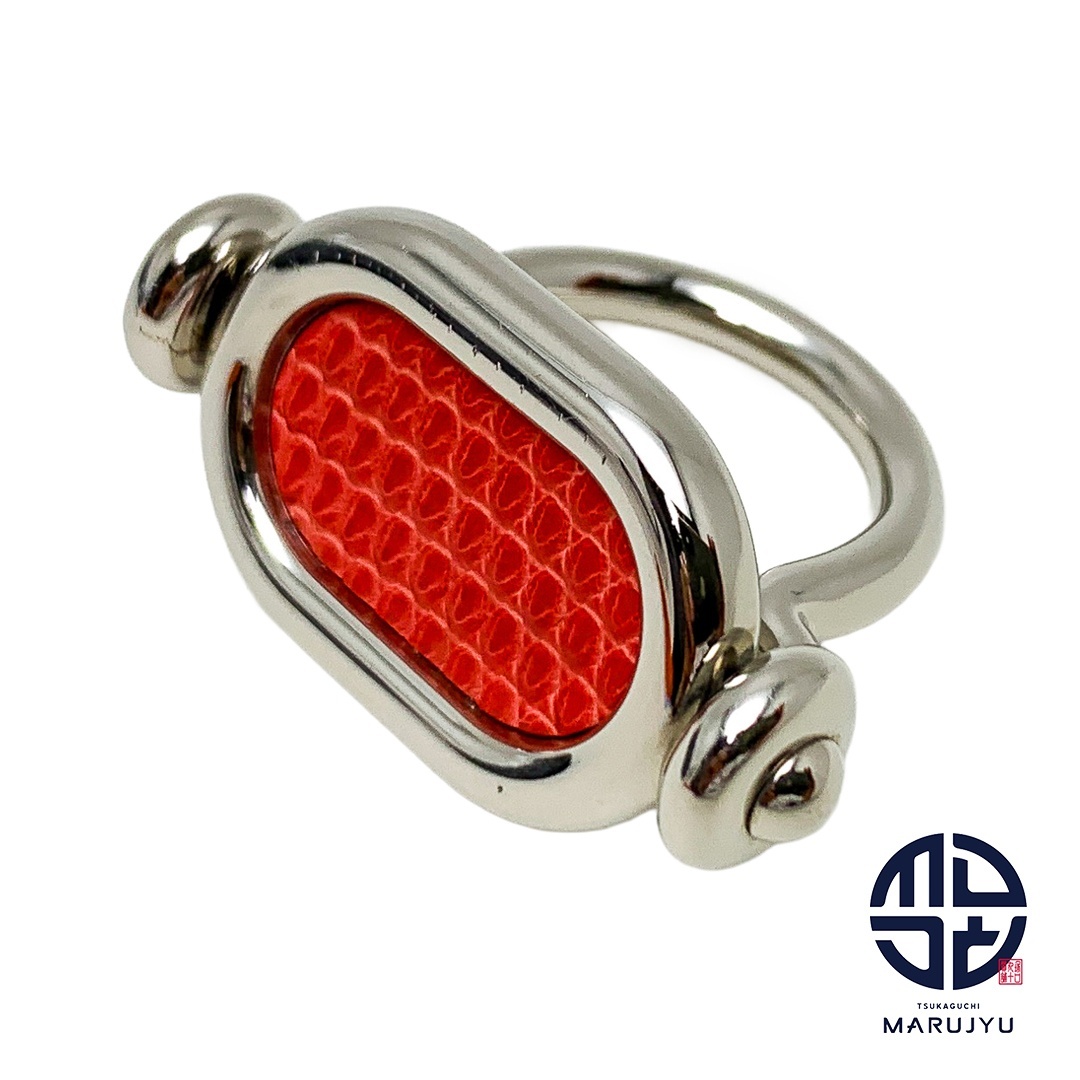 HERMES エルメス オデュッセイア リザード ブーケンビリア リング 指輪 ジュエリー アクセサリー ブランド #54 赤 レッド拍卖