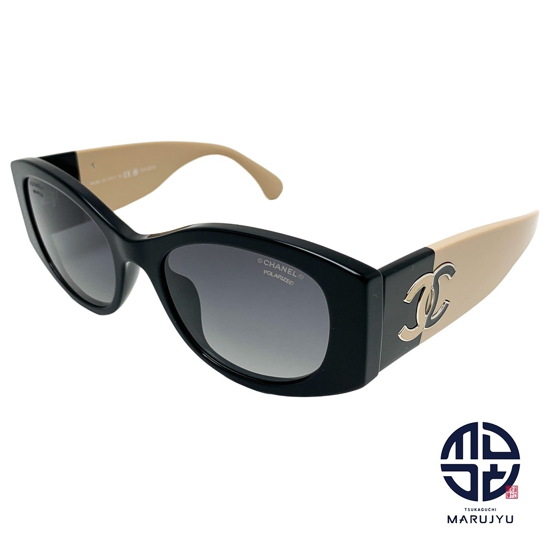 CHANEL シャネル 黒 ブラック ベージュ バイカラー オーバル シェイプ アイウェア 0CH5524A サングラス ファッション 小物 ブランド拍卖