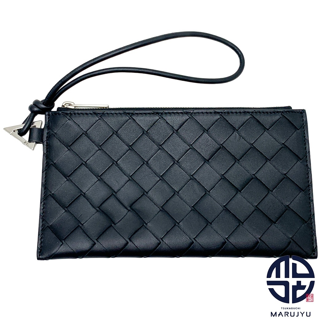 BOTTEGA VENETA ボッテガヴェネタ イントレチャート ビルポーチ 667034 黒 ブラック リストレットポーチ ブランド 小物拍卖