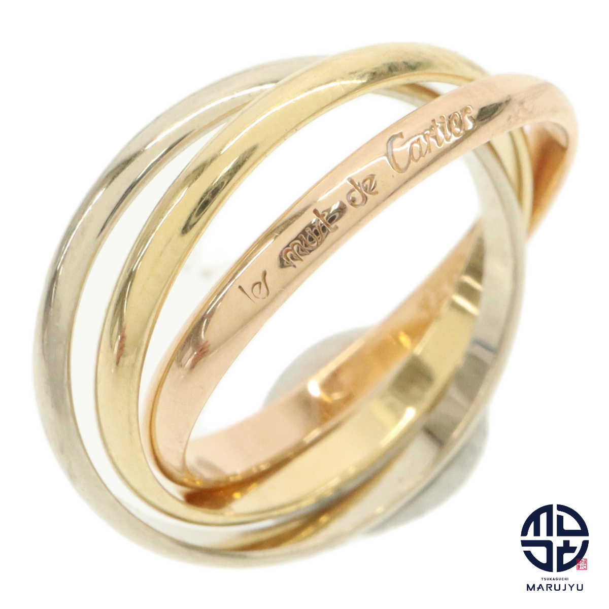 Cartier カルティエ 750 K18 ピンクゴールド イエローゴールド ホワイトゴールド トリニティリング XS 指輪 #48 約8号 ジュエリー拍卖