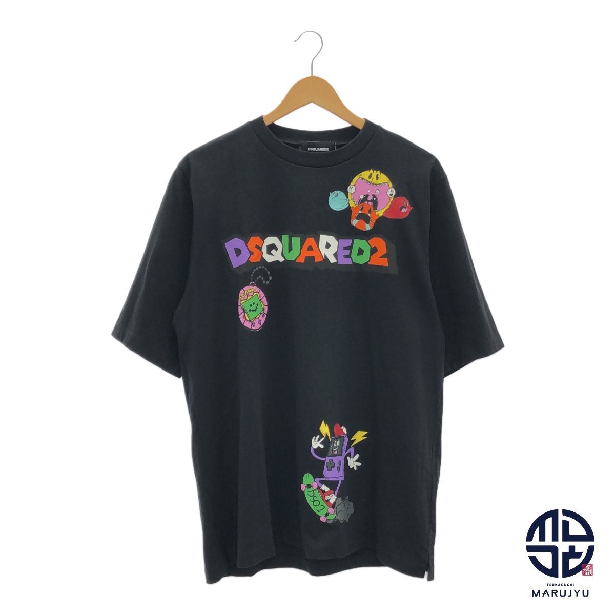 DSQUARED2 ディースクエアード スケーター プリント Tシャツ トップス メンズ Sサイズ ブランド 服 黒 ブラック オーバーサイズ拍卖