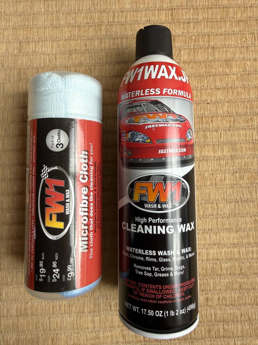 FW1 (エフダブリューワン) 水を使わない洗車 ワックス剤 1本 マイクロファイバークロス3枚組付 車・バイク以外にも家庭で利用推薦!拍卖