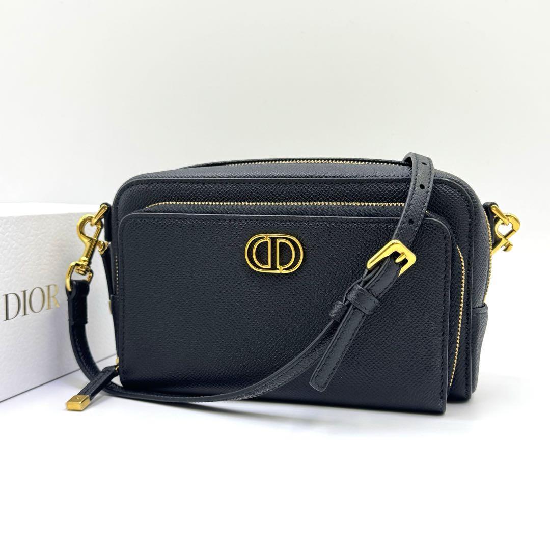 【極美品】クリスチャンディオール カロ ダブルポーチ レザー ショルダーバッグ拍卖