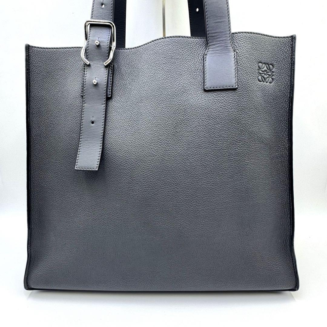 【美品】LOEWE バックルトートバッグ ジップ アンスラサイト拍卖
