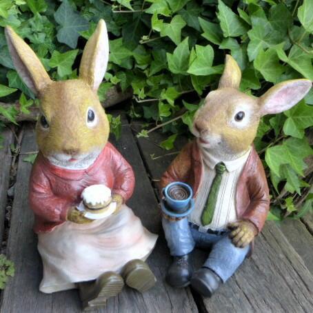 うさぎの置物 うさぎの夫婦 3879-0102 ラビット 兎 オーナメント ウサギ ラパンオーナメント オブジェ ガーデン拍卖