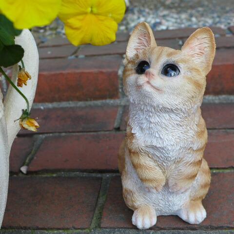 猫の置物 茶トラの子猫 6111H キャット ガーデンオブジェ CAT 動物 オーナメント ネコ 雑貨 ガーデン オブジェ拍卖