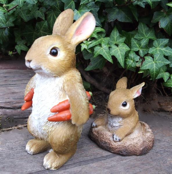 うさぎの置物 にんじんうさぎとひょっこりウサギ2品セット N15441・442 兎 キャロット オーナメント ガーデン オブジェ拍卖