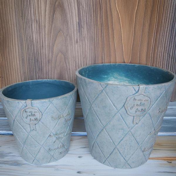 訳あり アンティーク調 グラスファイバーの鉢2品セット 2629GF ガーデン 植木鉢 陶器鉢 ガーデニング 花壇 鉢 庭 玄関拍卖