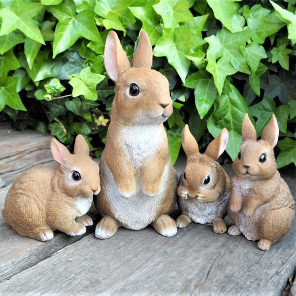 うさぎの置物 ミニフレンドラビット親子4匹セット N12150・11964 ウサギ ラビット 兎 オーナメント ガーデン拍卖