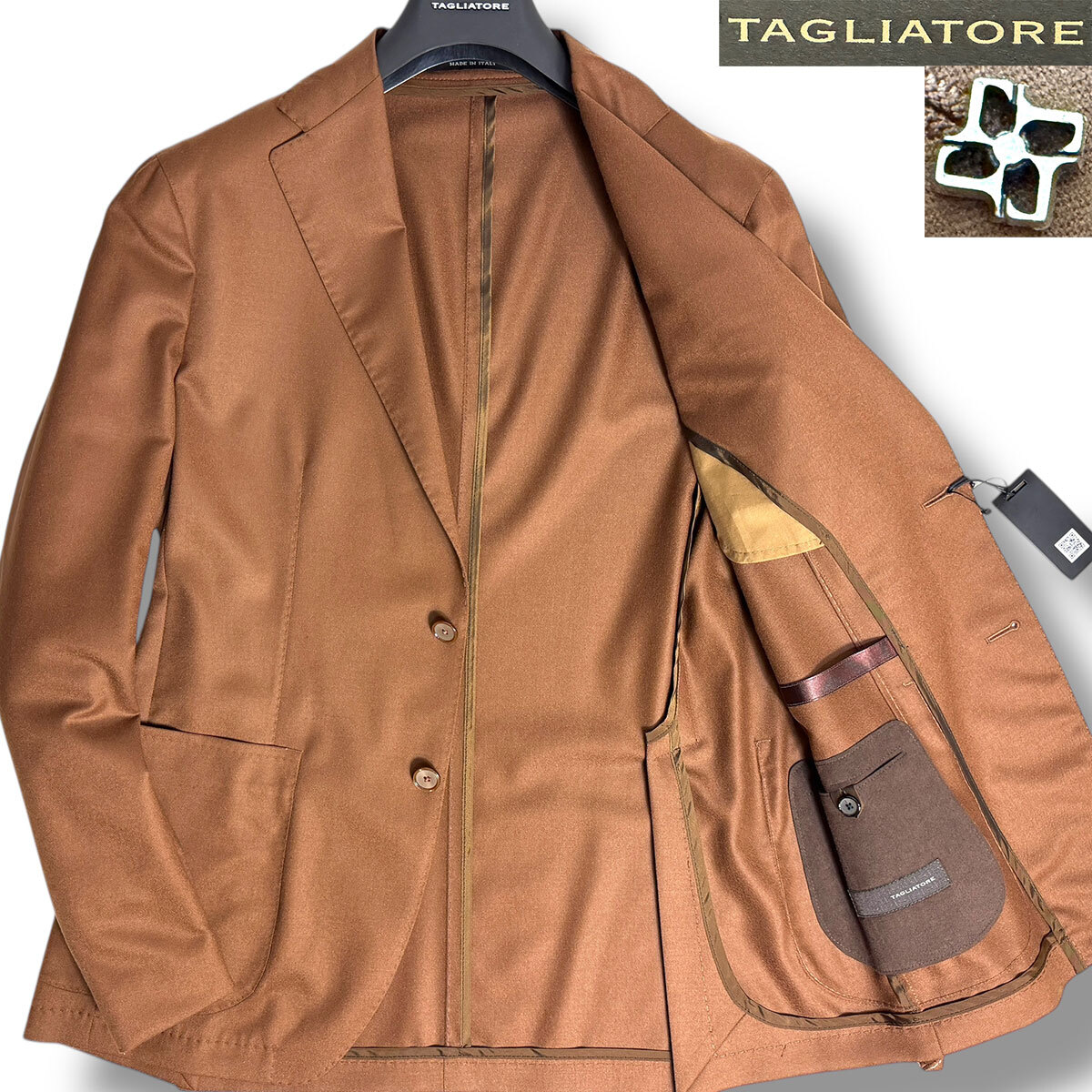 J6282 新品 タリアトーレ ダカール A-DAKAR22K14 フランネルアンコンテーラードジャケット ブラウン 48 TAGLIATORE拍卖