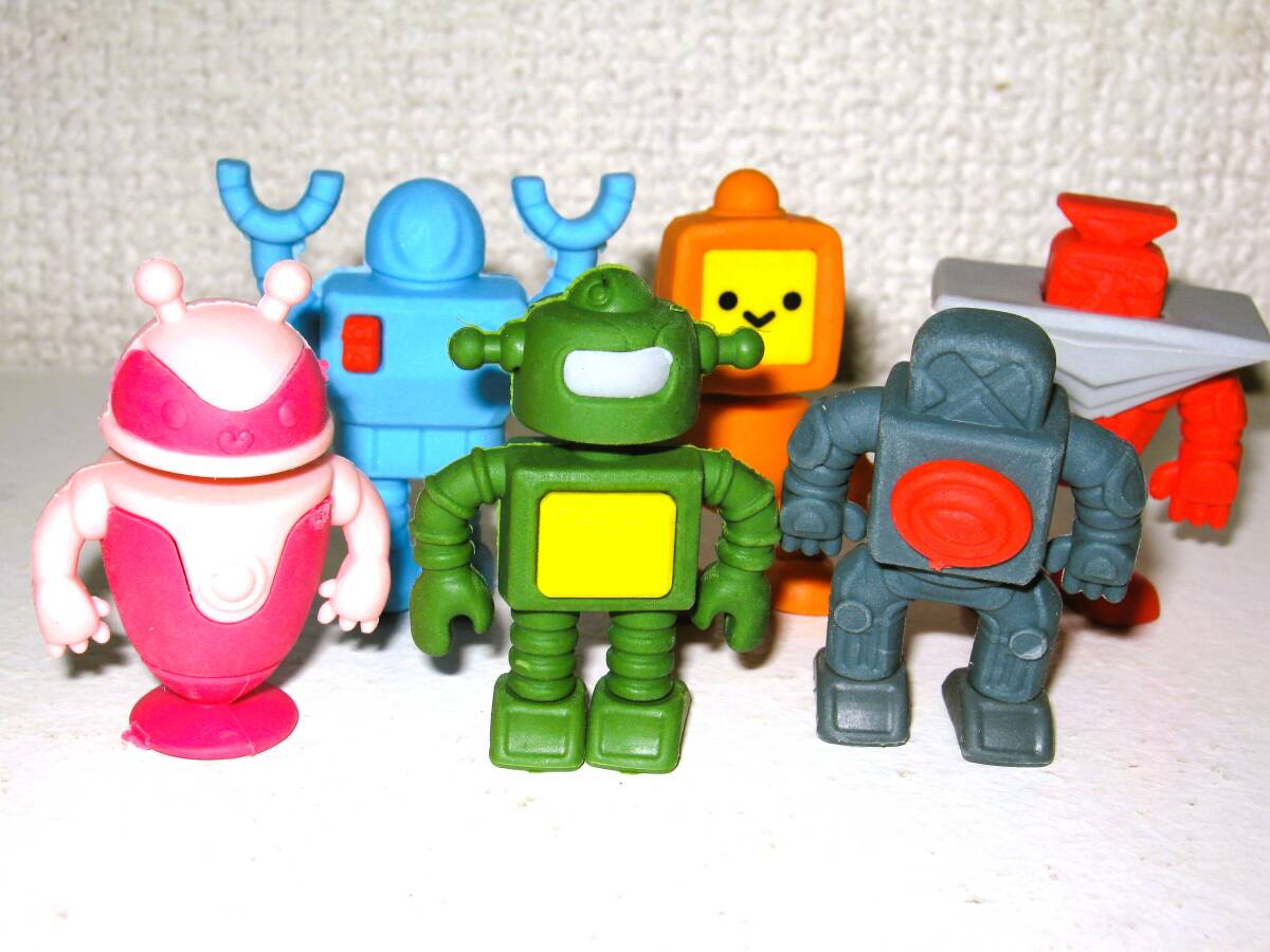 【おもしろ ロボット 消しゴム 6種類セット】けしごむ 人形 男の子 子供 カラフル 子ども こども コレクション 面白い 誕生日 プレゼント拍卖