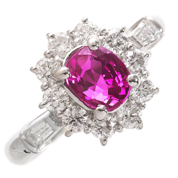 送料無料 本物 ピンクサファイア ダイヤモンドリング 指輪 PT900プラチナ サファイア1.14ct ダイヤ0.72ct 11号 仕上げ済み 高級 おしゃれ拍卖