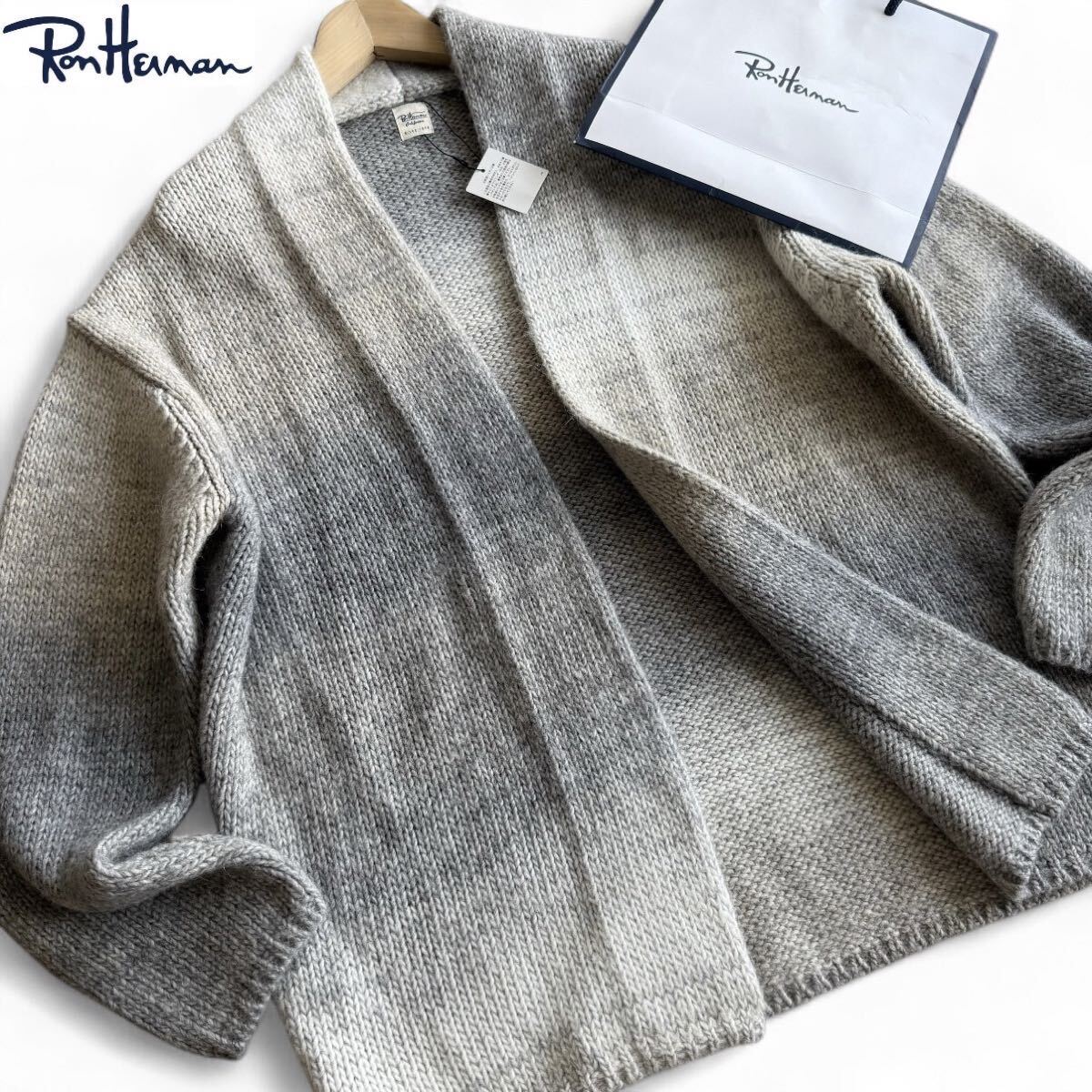 未使用/L相当●ロンハーマン RHC『浜辺で優雅に過ごす大人の羽織り!』グラデーション ボタンレス ニットカーディガン アルパカ RonHerman拍卖