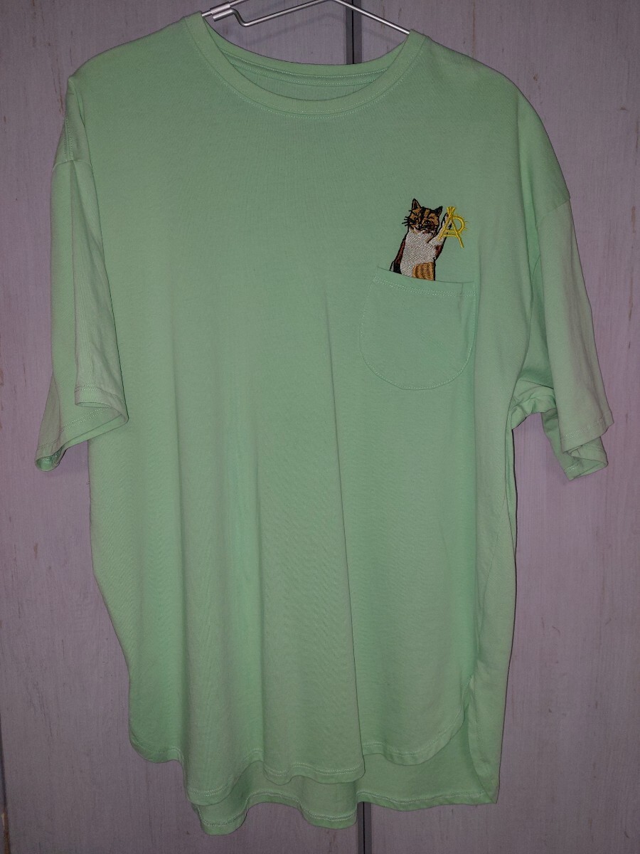 go slow caravan 半袖Tシャツ サイズ4 猫刺繍 ポケット付き ゴースローキャラバン 大きいサイズ拍卖