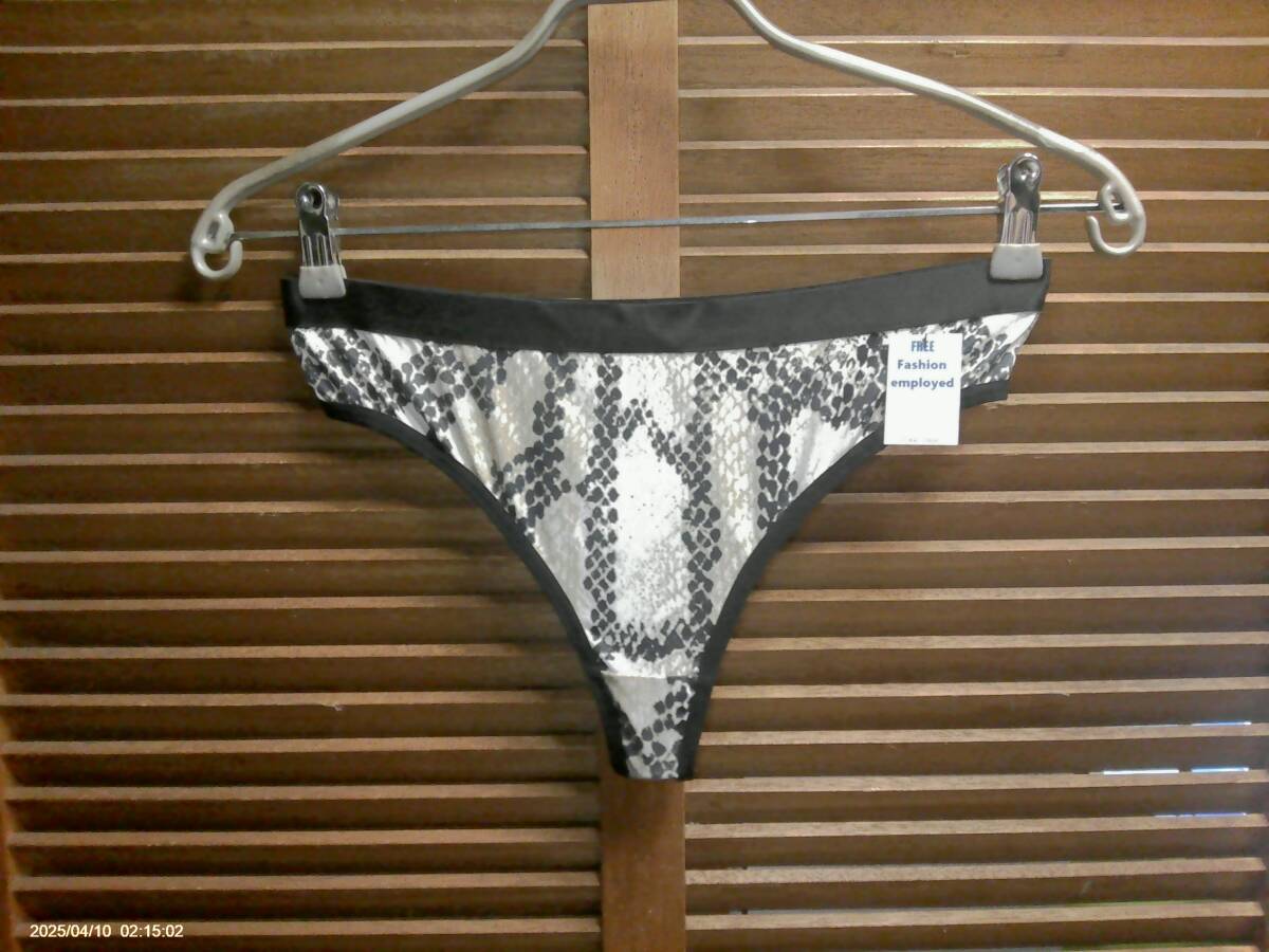 j044  直輸入 スネークスキンプリント/ウェストベルト/スポーツTバック L ブラック/黄土/ホワイト拍卖