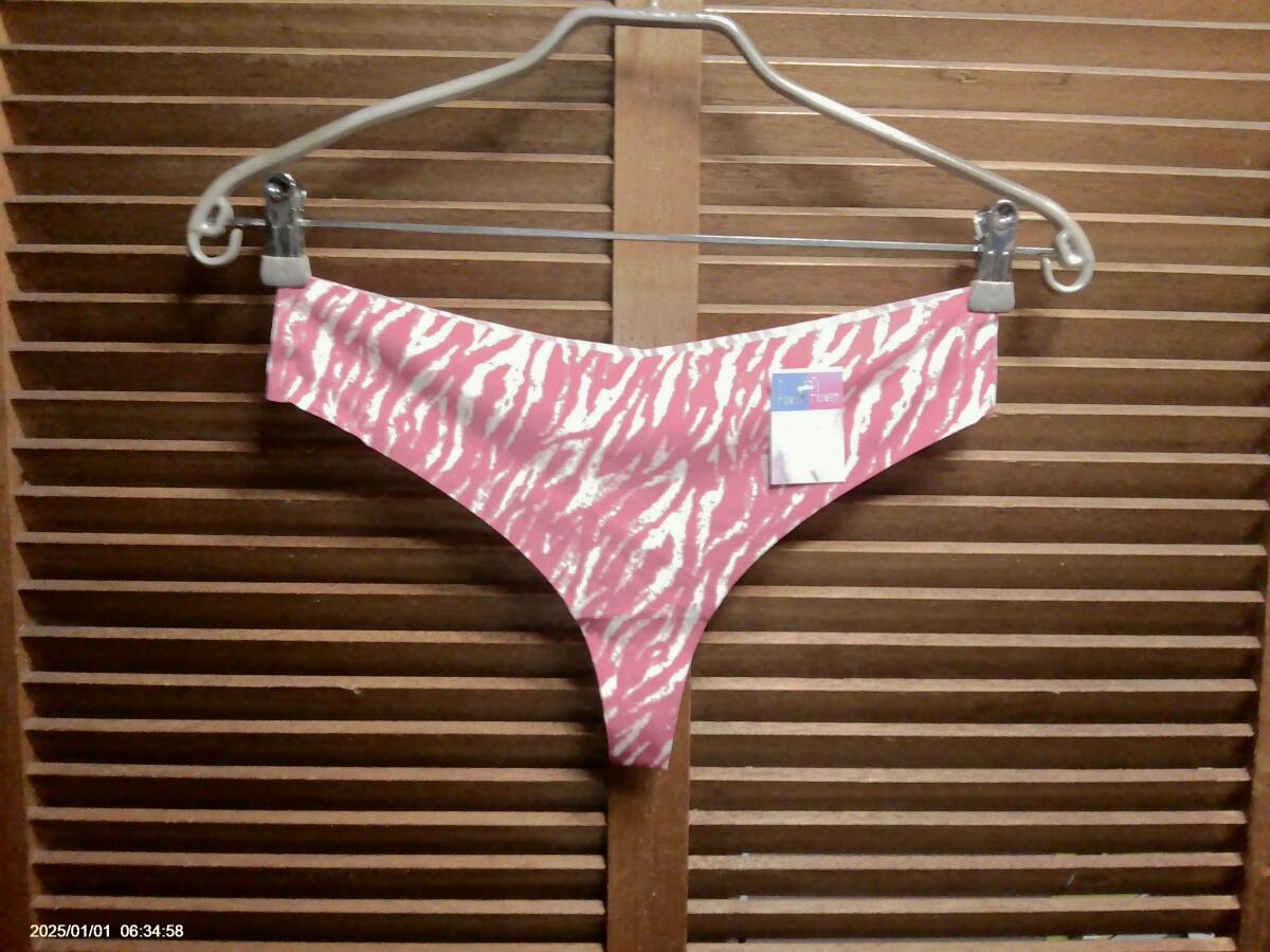 j056 直輸入 マイクロファイバースーパーストレッチ/シームレス/ゼブラプリントTバック XL ローズ拍卖