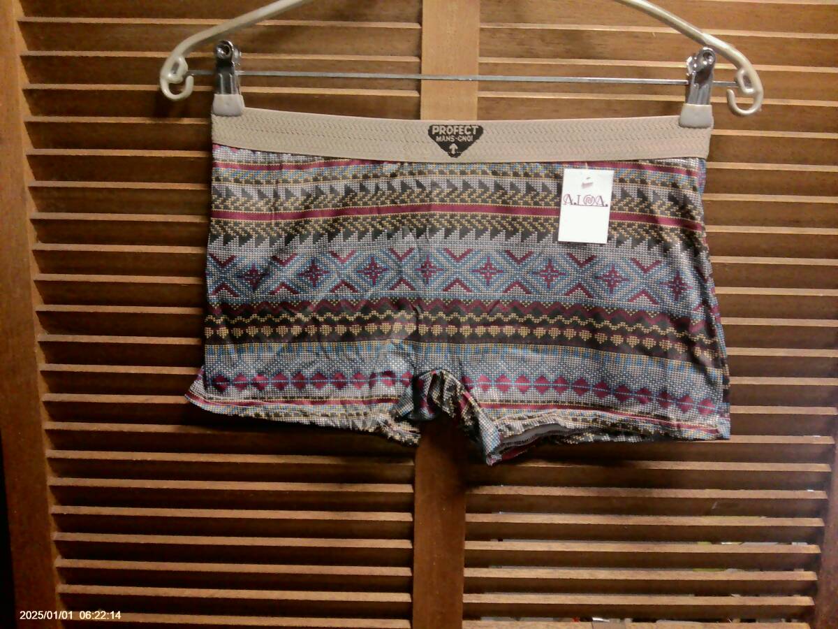 j058 直輸入 ストレッチ/シームレス/キリム柄ボーイショート L ブラウン系拍卖