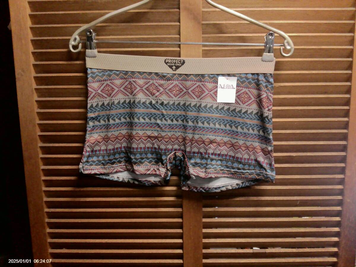 j059 直輸入 ストレッチ/シームレス/キリム柄ボーイショート L ブルー系拍卖