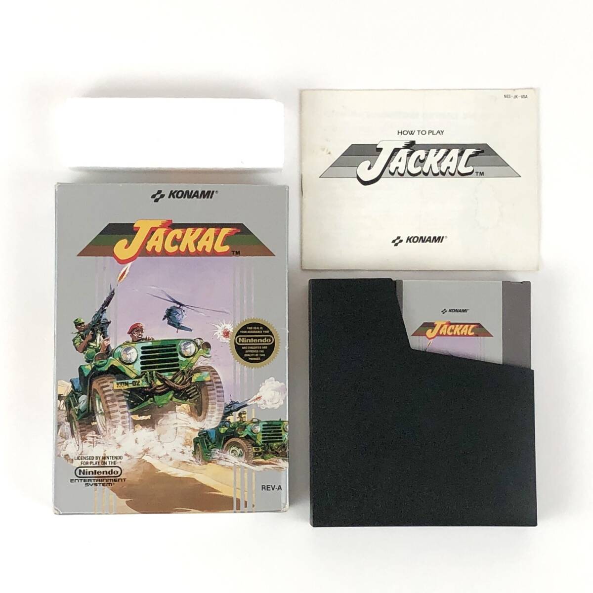 【送料無料】 北米版 ファミコン NES Jackal / ジャッカル / ファイナルコマンド 赤い要塞 箱説付き 痛みあり 動作確認済み Konami コナミ拍卖