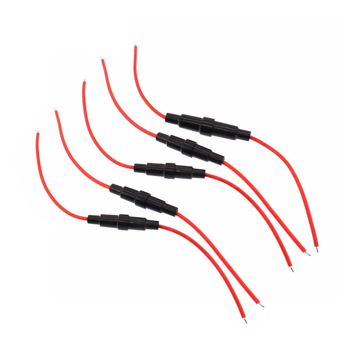 5×20のヒューズ管用ソケット付きワイヤーハーネス 引き出し管 ヒューズ座 ワイヤーハーネス用保険ヒューズボックス 5個セット ;J1044;拍卖