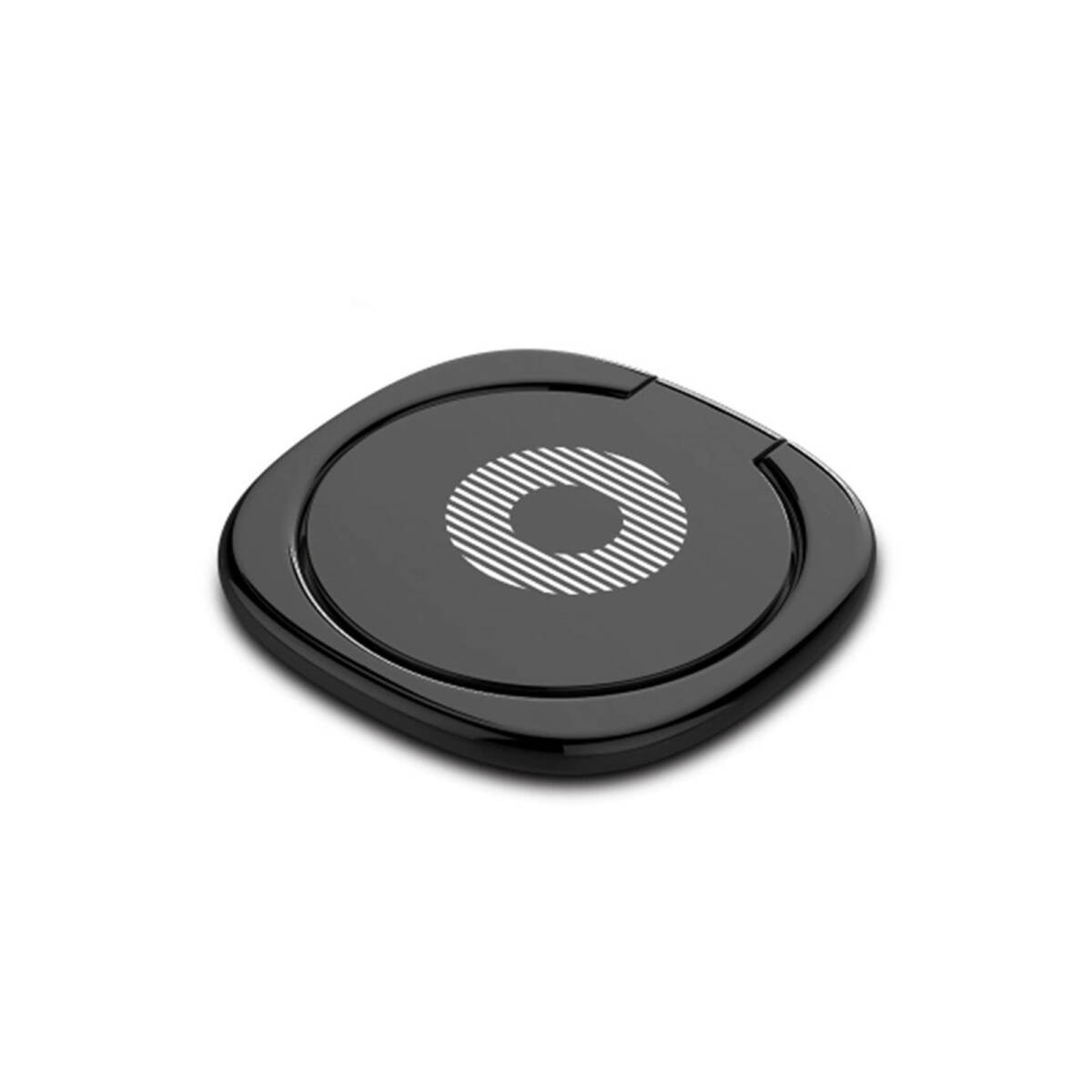 スマホリング 方形リングバックル 携帯電話バックル リング型 スタンド機能 貼付け式 180度折りたたみ マグネット式 ブラック ;J4204;拍卖