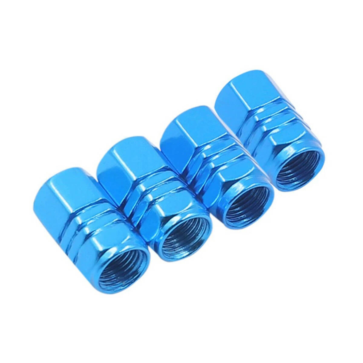 タイヤ エア バルブ キャップ 4個セット バイク パーツ 軽量 アルミ製 腐食防止 アルマイト 仕上げ 自動車用 ホイール ブルー ;J554;拍卖