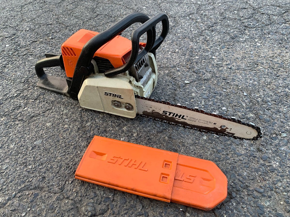 ★中古★STIHL スチール 350mmエンジンチェンソー MS170C 30cc 1.6馬力 混合燃料 チェーンソー 枝木 剪定 丸太 伐採 薪割り)倉b拍卖
