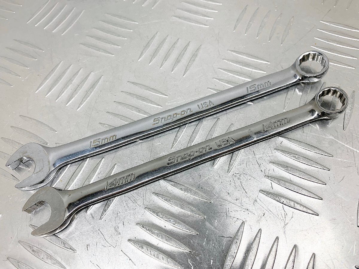 ★中古★スナップオン Snap-on コンビネーションレンチ フランクドライブプラス 14mm/15mm 2本セット SOEXM14/SOEXM15 ハンドツール)倉b拍卖