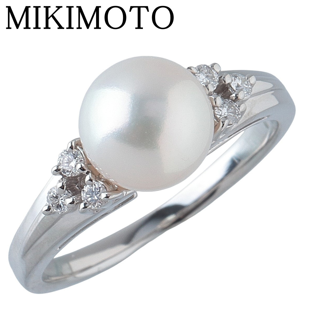 ミキモト パール ダイヤ リング アコヤパール7.7mm 11号弱 Pt950 新品仕上げ済 MIKIMOTO【23843】拍卖