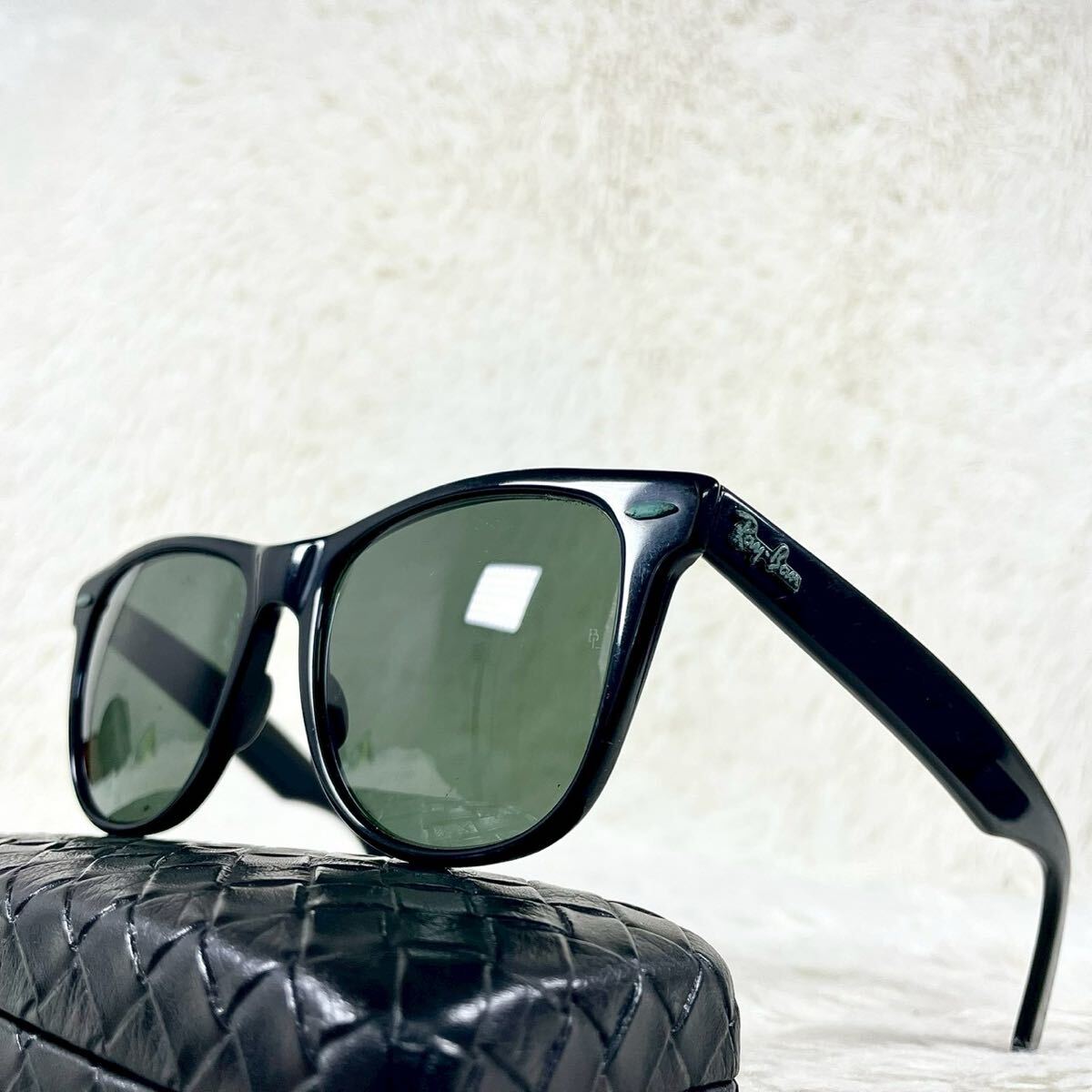 Ray-Ban WAYFARERⅡ レイバン ウェイファーラー2 サングラス グリーンレンズ 砂打ち刻印あり ブラックフレーム拍卖