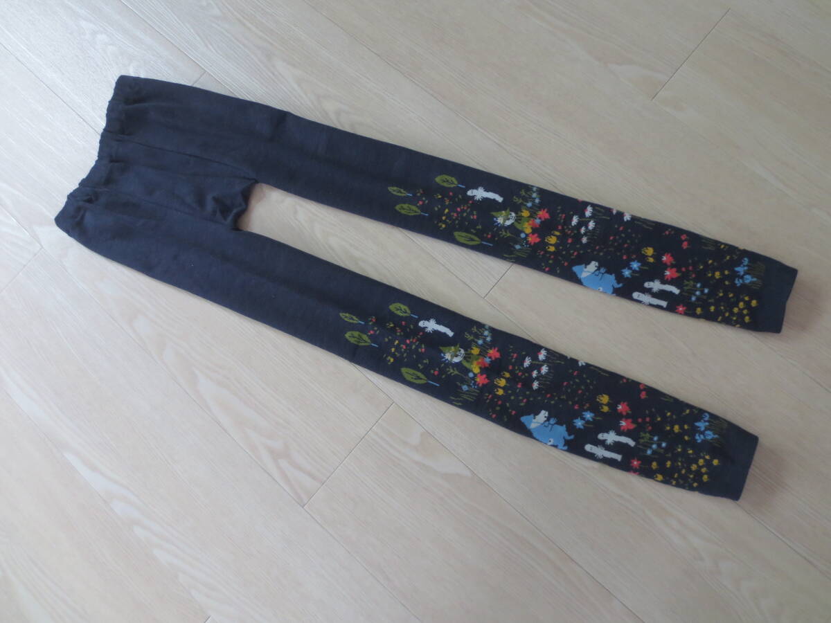 ★未使用 フェリシモ 前後マチ付 ムーミンとその動物たち レギンスタイツ L~LL ダークネイビー系 日本製 レディース 拍卖