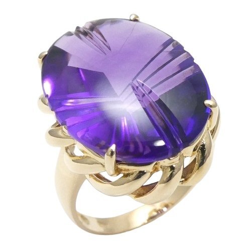 【K18】豪華!大粒 アメジスト リング 13号 6.8g イエローゴールド 18金 紫水晶 新品仕上済 amethyst yellow gold ring ◇J拍卖